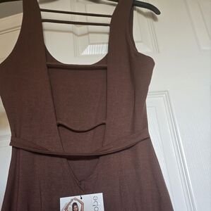 NWT Naked Wardrobe Brown sleeveless Jumpsuit with cutout back